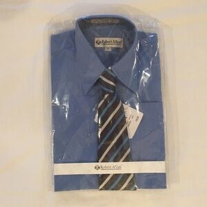 NWT~ROBERT ALLAN Boys Blue Shirt and Tie Size 4Y
